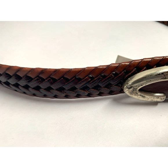 Fossil Mens Size 34 Genuine Leather Belt Weaved Brown - Picture 2 of 3